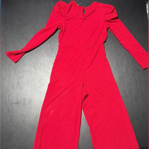 Girls Art Class Red Long Sleeve Jumper With Ruffled Sleeves - Size 6/6X - Picture 2 of 4